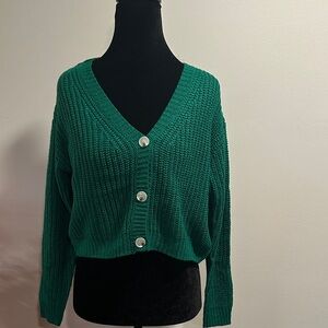 Green Button-Up Women's Sweater